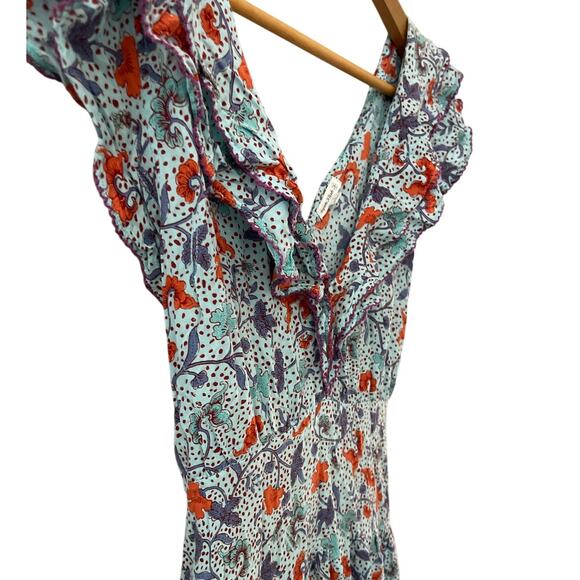 Poupette St. Barth Floral Midi Dress - Blue and Red - Picture 7 of 11